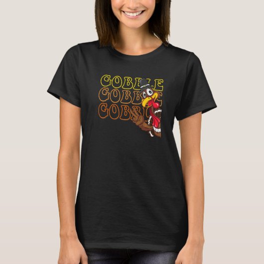 Adorable Thanksgiving Turkey Giving Peace Sign   T-shirt (Voorkant)