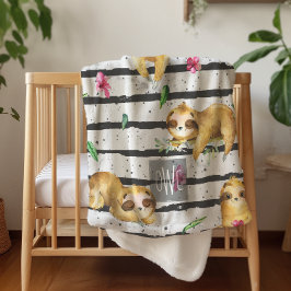 Adorable Tropische Luiaard Monogram Sherpa Dekbed Deken