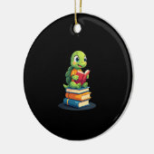 Adorable Turtle Reading Books (1) Keramisch Ornament (Links)