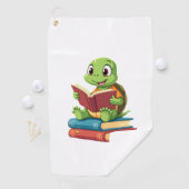 Adorable Turtle Reading Books (2) Golfhanddoek (Insitu)