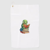 Adorable Turtle Reading Books (3) Golfhanddoek (Voorkant)
