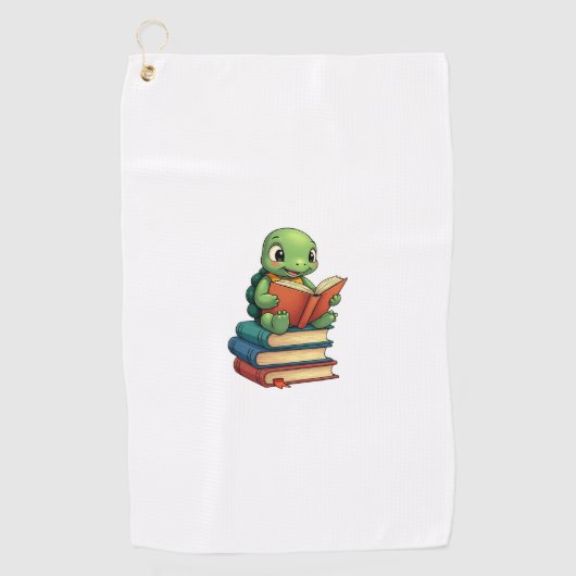 Adorable Turtle Reading Books (3) Golfhanddoek (Voorkant)