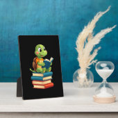 Adorable Turtle Reading Books (4) Fotoplaat (Zijkant)
