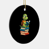 Adorable Turtle Reading Books (4) Keramisch Ornament (Rechts)