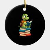 Adorable Turtle Reading Books (4) Keramisch Ornament (Voorkant)