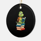 Adorable Turtle Reading Books (4) Keramisch Ornament (Links)