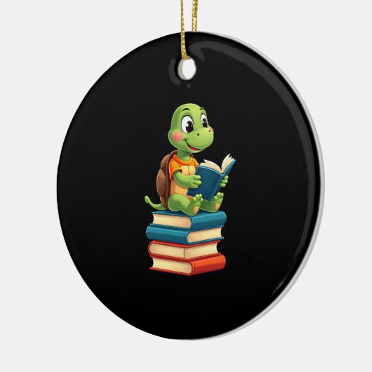 Adorable Turtle Reading Books (4) Keramisch Ornament (Links)
