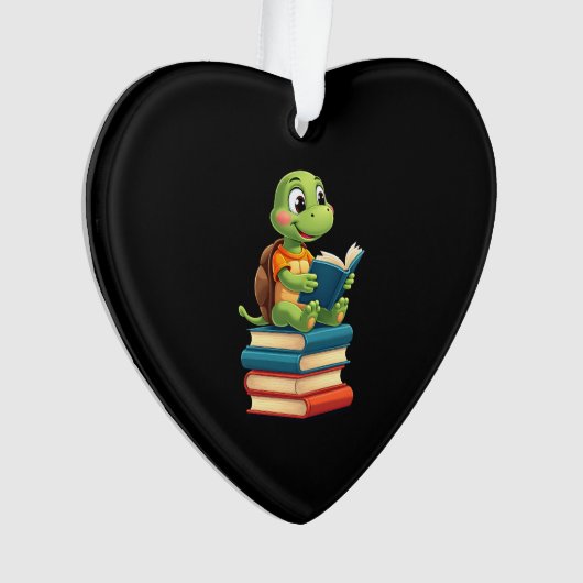 Adorable Turtle Reading Books (4) Ornament (voorkant)