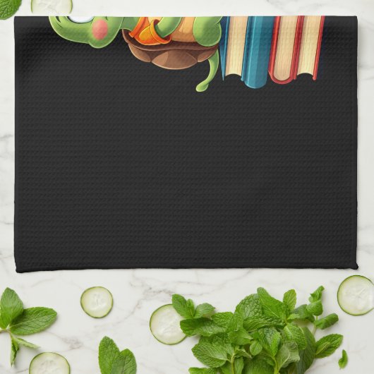 Adorable Turtle Reading Books (4) Theedoek (Gevouwen)