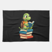 Adorable Turtle Reading Books (4) Theedoek (Horizontaal)