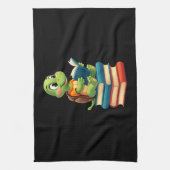 Adorable Turtle Reading Books (4) Theedoek (Verticaal)
