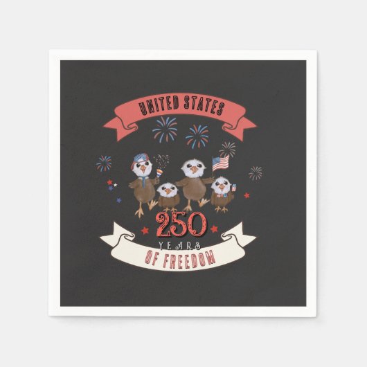 Adorable US 250 Years of Freedom Eagle Family Servet (Voorkant)