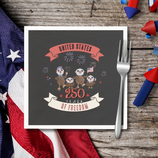 Adorable US 250 Years of Freedom Eagle Family Servet