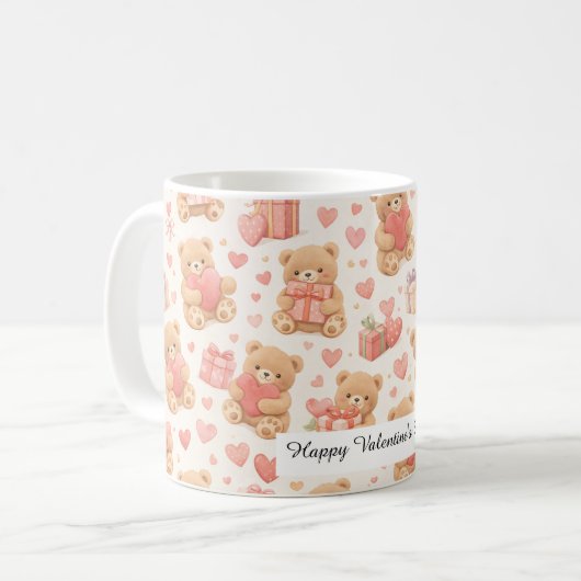Adorable Valentine’s Day Coffee Teddy Bear Mug Koffiemok (Voorkant links)