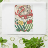 Adorable Vintage Kerst Kitten Keukenhanddoek (Gevouwen)