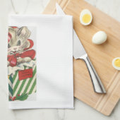 Adorable Vintage Kerst Kitten Keukenhanddoek (Quarter Fold)