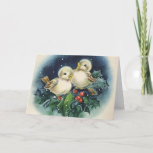 Adorable Vintage Winter Birds, Christmas Feestdagen Kaart