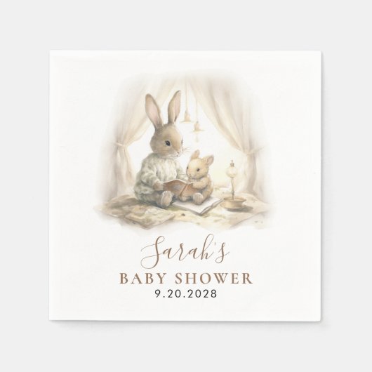 Adorable Watercolor Bunny Baby Shower  Servet (Voorkant)