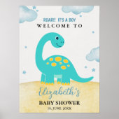Adorable Watercolor Dinosaur Baby shower boy Poster (Voorkant)