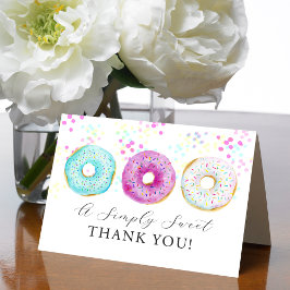 Adorable Watercolor Donut Themed Bedankkaart