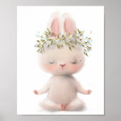 Adorable Watercolor Konijn Meditatie | Muurprint Poster (Voorkant)