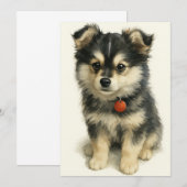 Adorable Watercolor Pomchi Puppy  Bedankkaart (Voorkant / Achterkant)