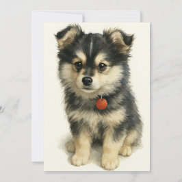 Adorable Watercolor Pomchi Puppy Bedankkaart