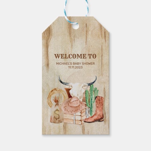 Adorable Western Cowboy Baby Shower Cadeaulabel (Voorkant)
