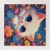 Adorable White Kitten With Bright Blue Eyes Legpuzzel (Horizontaal)