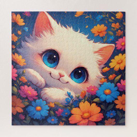 Adorable White Kitten With Bright Blue Eyes Legpuzzel (Verticaal)