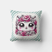 Adorable White Kitten with Rose Crown Kussen (Voorkant)