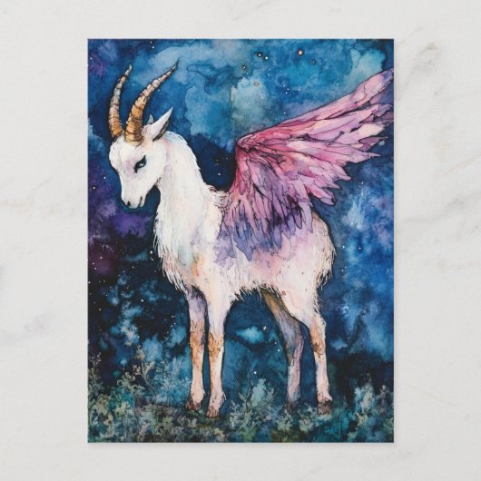 Adorable White Winged Goat Briefkaart (Voorkant)