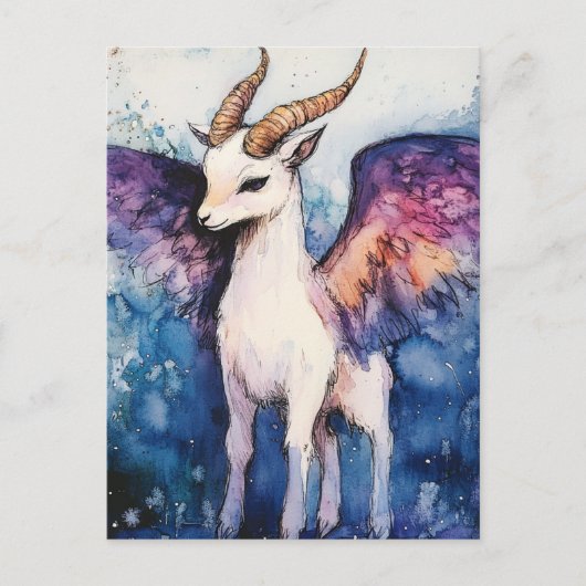 Adorable Winged Goat Briefkaart (Voorkant)