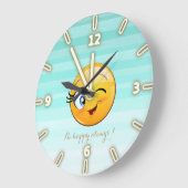 Adorable Winking Emoji Face-Be happy always Grote Klok (Hoek)