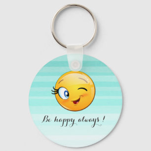 Adorable Winking Emoji Face-Be happy always Sleutelhanger