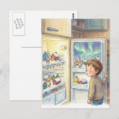 Adorable Winter Scene in Refrig Amazed Boy Briefkaart (Voorkant / Achterkant)