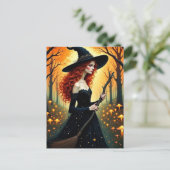 Adorable Witch in Autumn Forest Briefkaart (Staand voorkant)