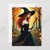 Adorable Witch in Autumn Forest Briefkaart (Voorkant / Achterkant)