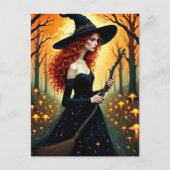 Adorable Witch in Autumn Forest Briefkaart (Voorkant)