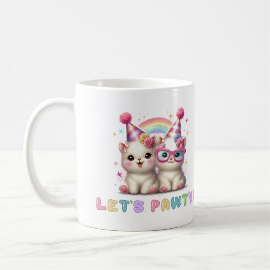 Adorable Witte Baby Dieren Mok (Links)