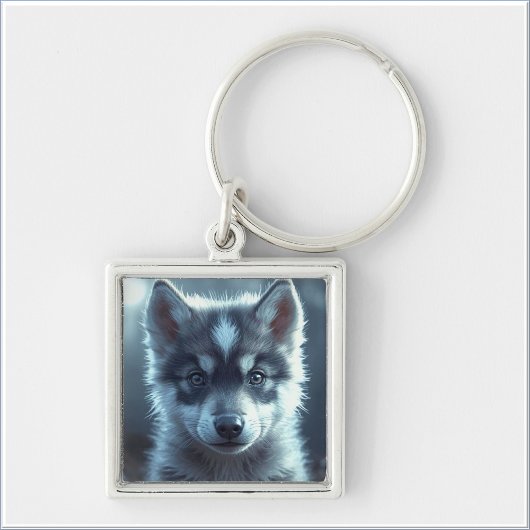 Adorable Wolf Baby in the Moonlight Sleutelhanger