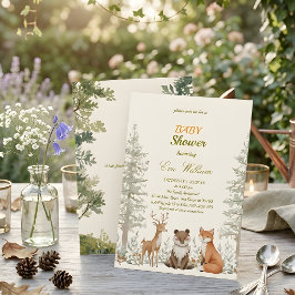 Adorable Woodland Animals Baby Shower Invitation Kaart