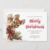 Adorable Xmas funny reindeer peeking greeting card Feestdagenkaart (Voorkant)