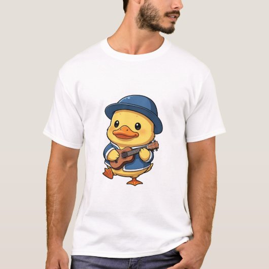 Adorable Yellow Duckling Wearing Blue Hat T-shirt (Voorkant)