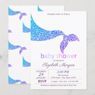 Adorable Zeemeerminstaart Baby Shower Kaart