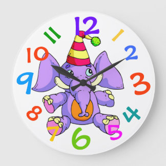 AdorablePurple Elephant Wall Clock Child's Room Grote Klok