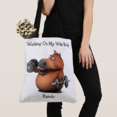 Adorables 3D Chubby Horse Lifting Weights Canvas t Tote Bag (Dichtbij)