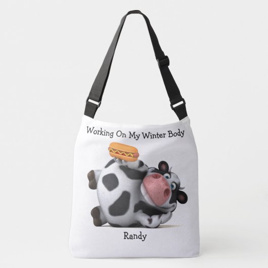 Adorables 3D Chubby-Koe met hotdog Crossbody Tas (Voorkant)