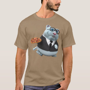 Adorables 3D Universe Cute Cat with Pizza T-Shirt