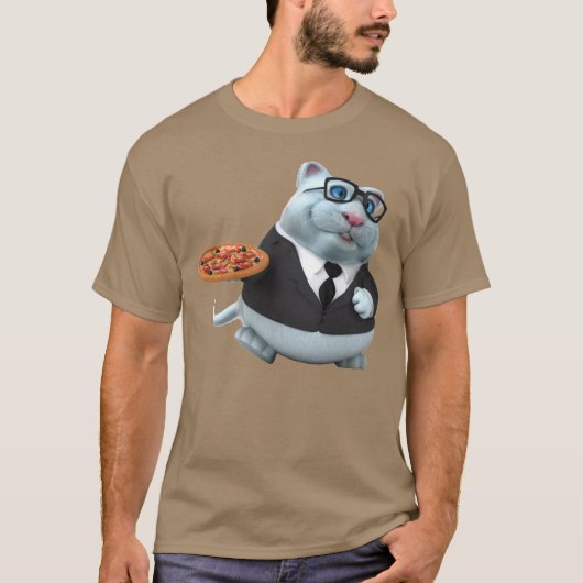 Adorables 3D Universe Cute Cat with Pizza T-Shirt (Voorkant)
